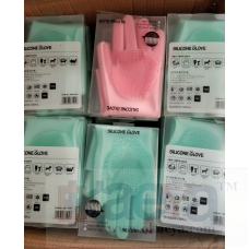 OkaeYa Silicone Scrubbing Gloves, Scrub Cleaning Gloves with Scrubber for Dishwashing and Pet Grooming, Latex Free (Multi Color, 1 Pair)